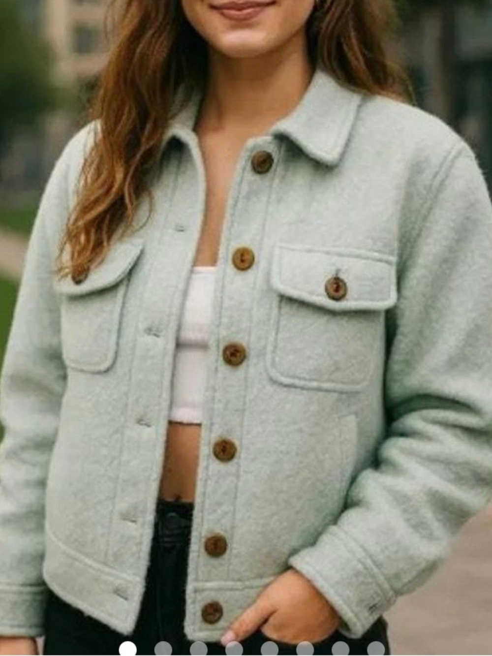 NWOT Joie Mint Green Teddy Button-Front Jacket